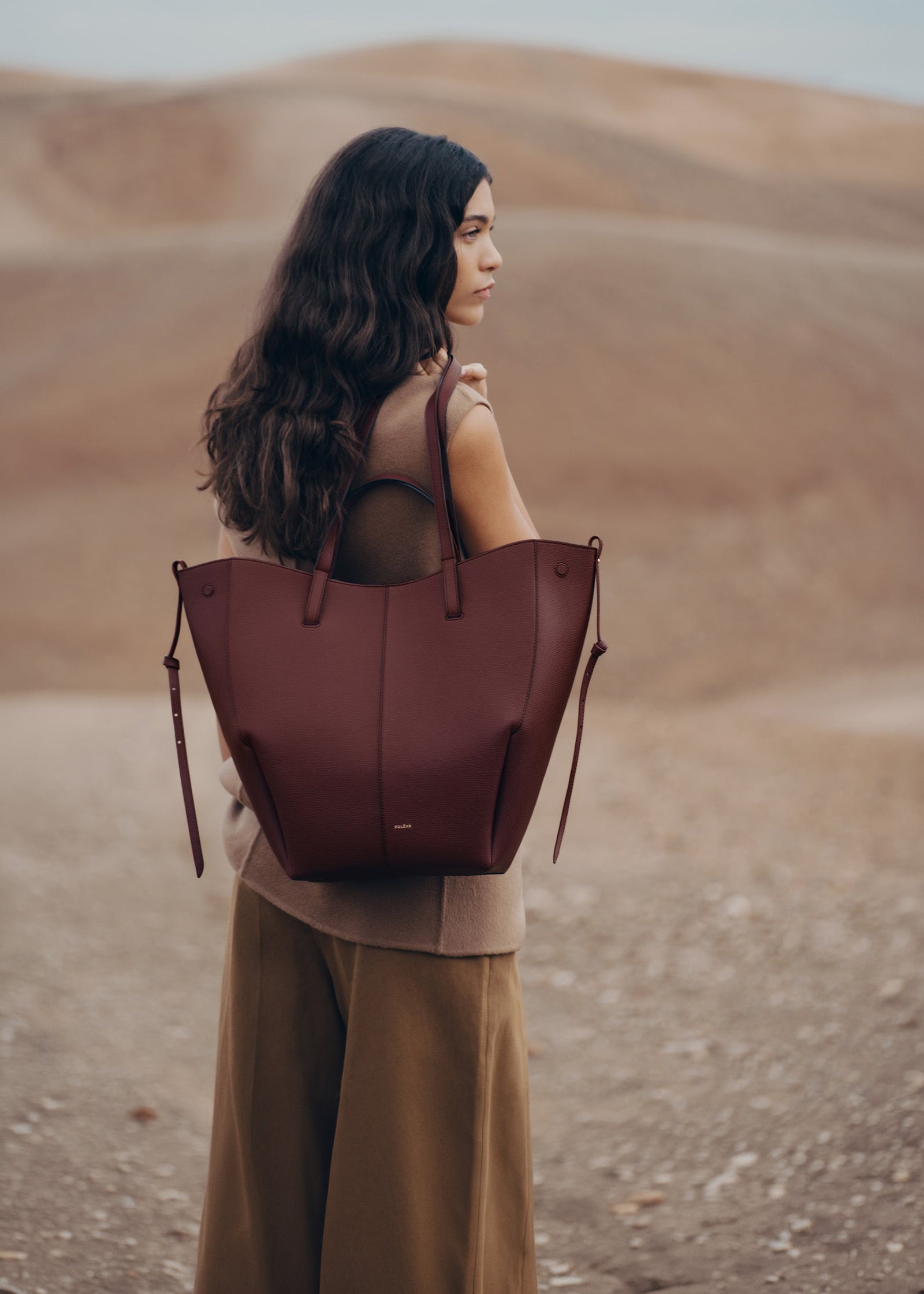 Polene Cyme Tote - Black Cherry