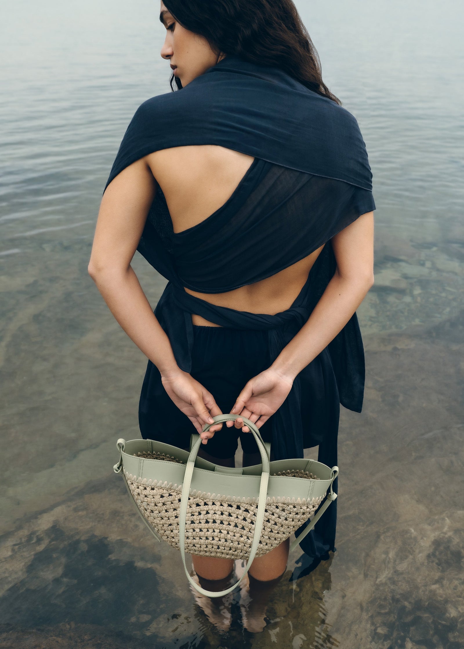 Polene Cyme Mini Edition Raffia Bag - Laurel