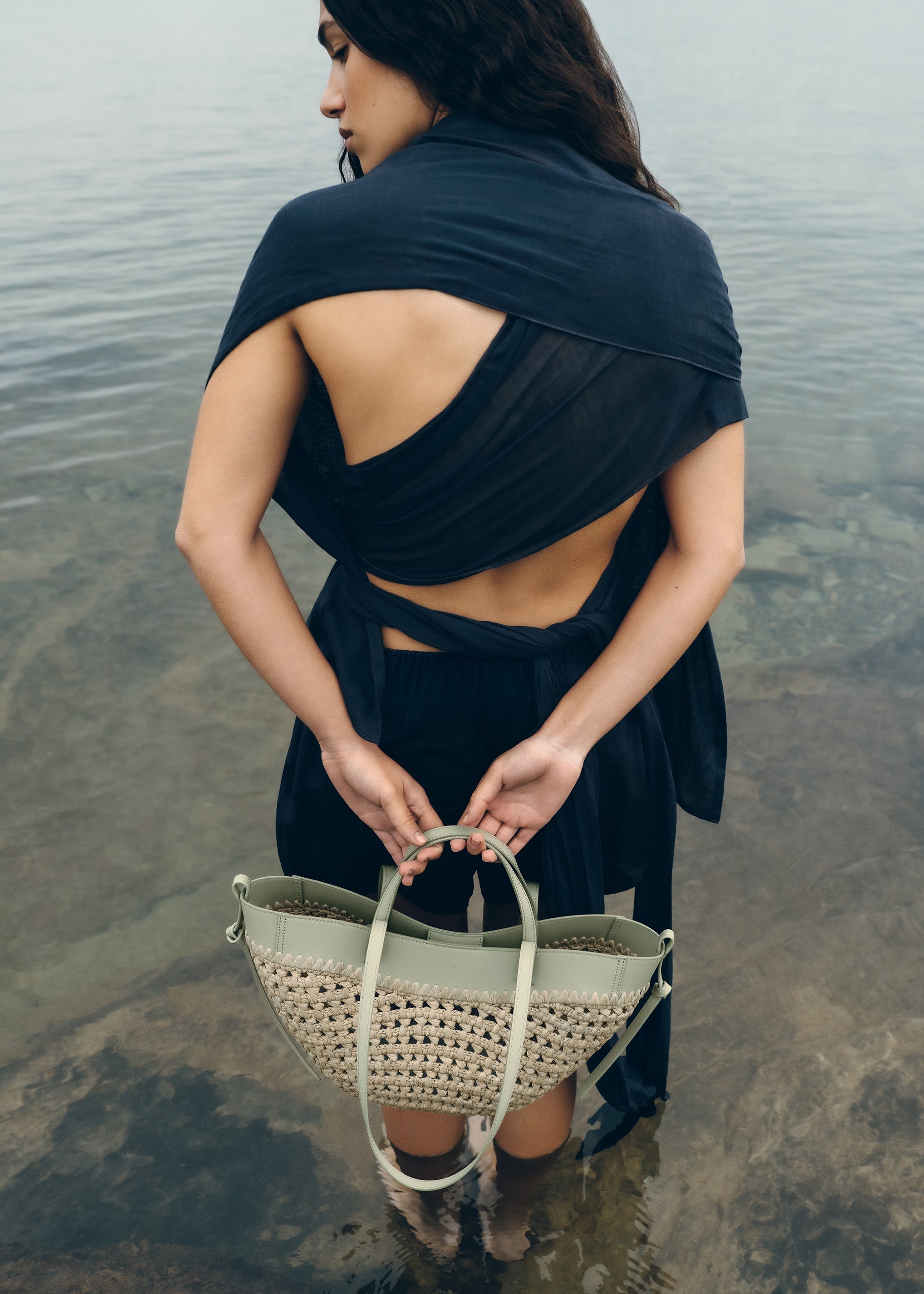 Polene Cyme Mini Edition Raffia Bag - Laurel