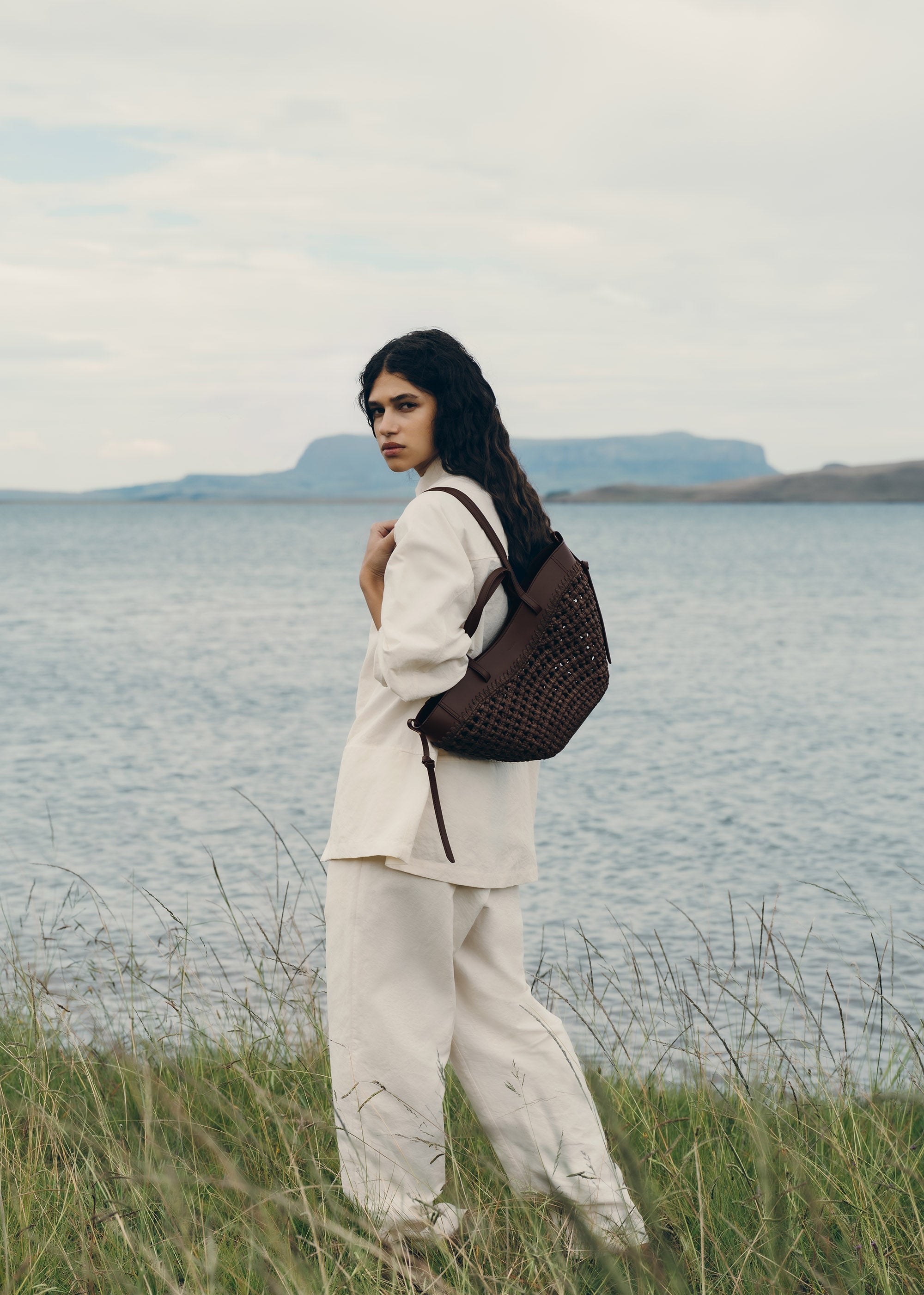 Polene Cyme Mini Edition Raffia Bag - Ebony