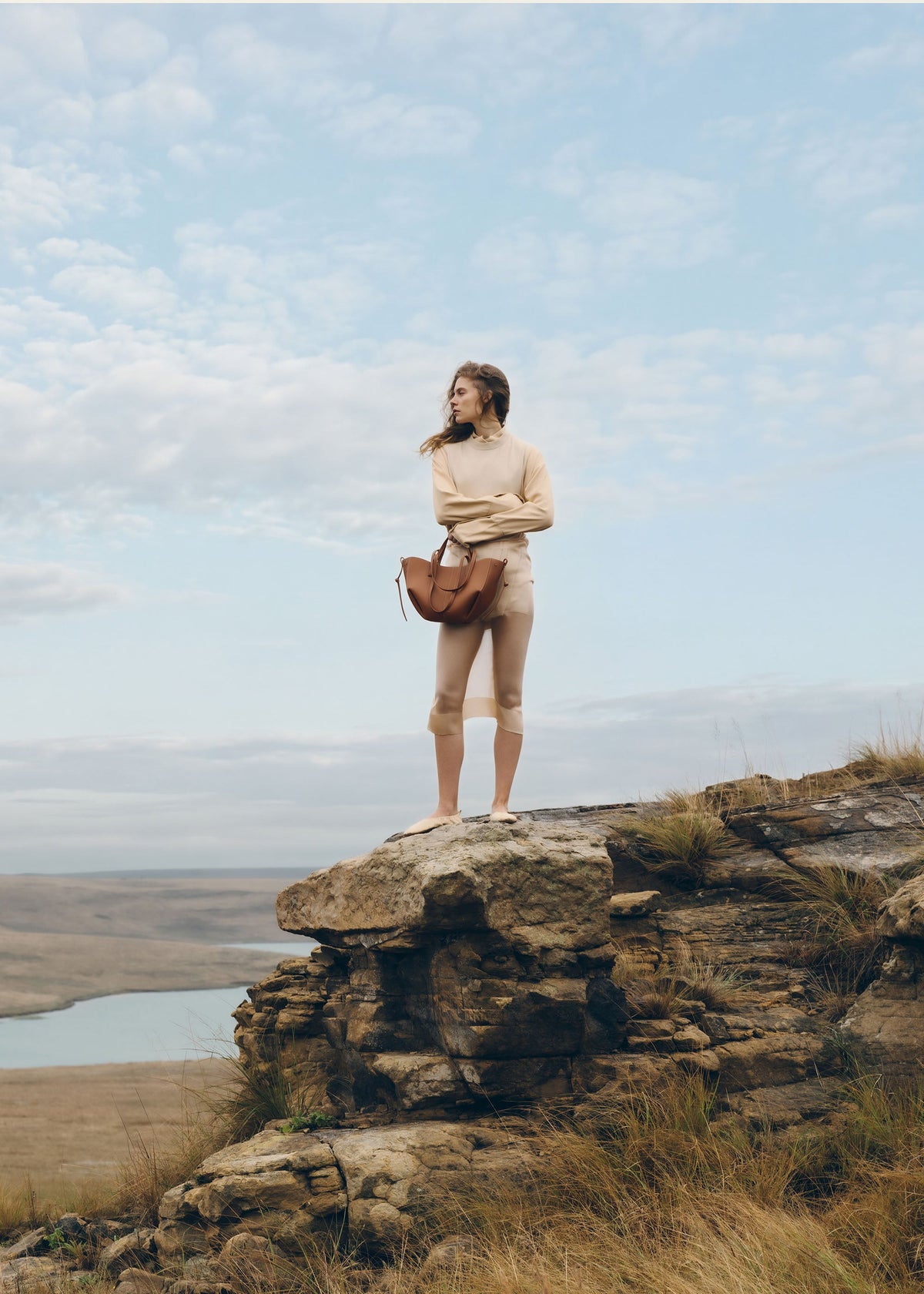Polene Cyme Mini Edition Textured Bag - Camel