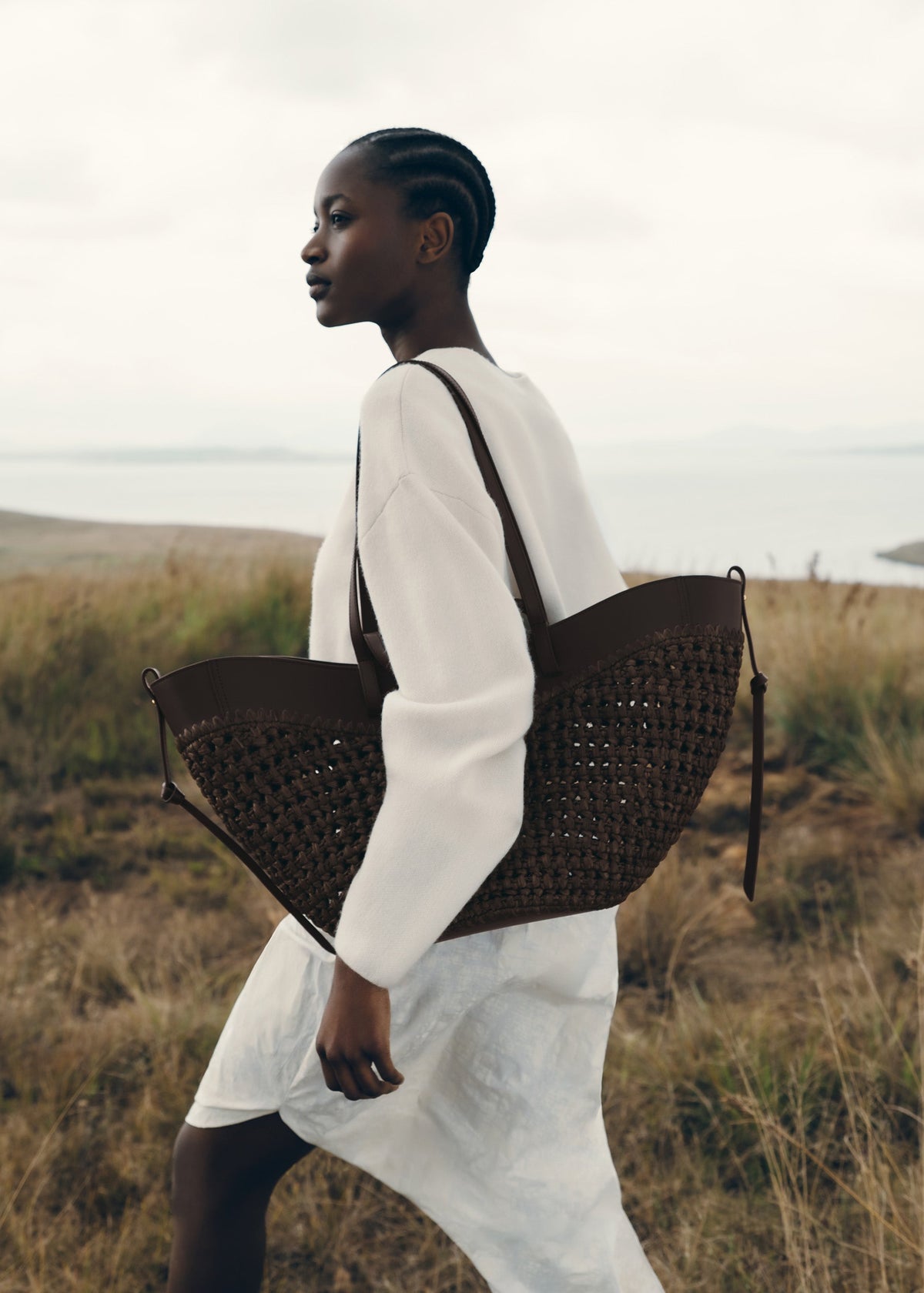 Polene Cyme Edition Raffia Bag - Ebony