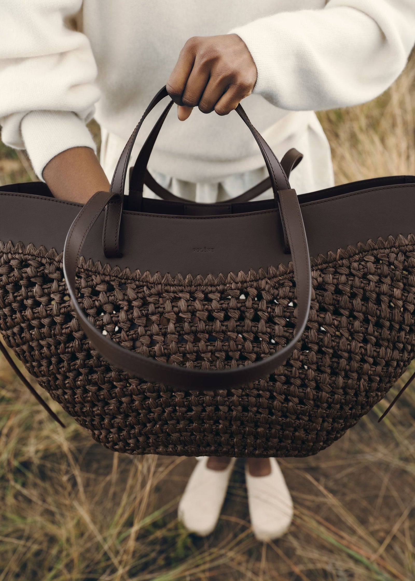 Polene Cyme Edition Raffia Bag - Ebony