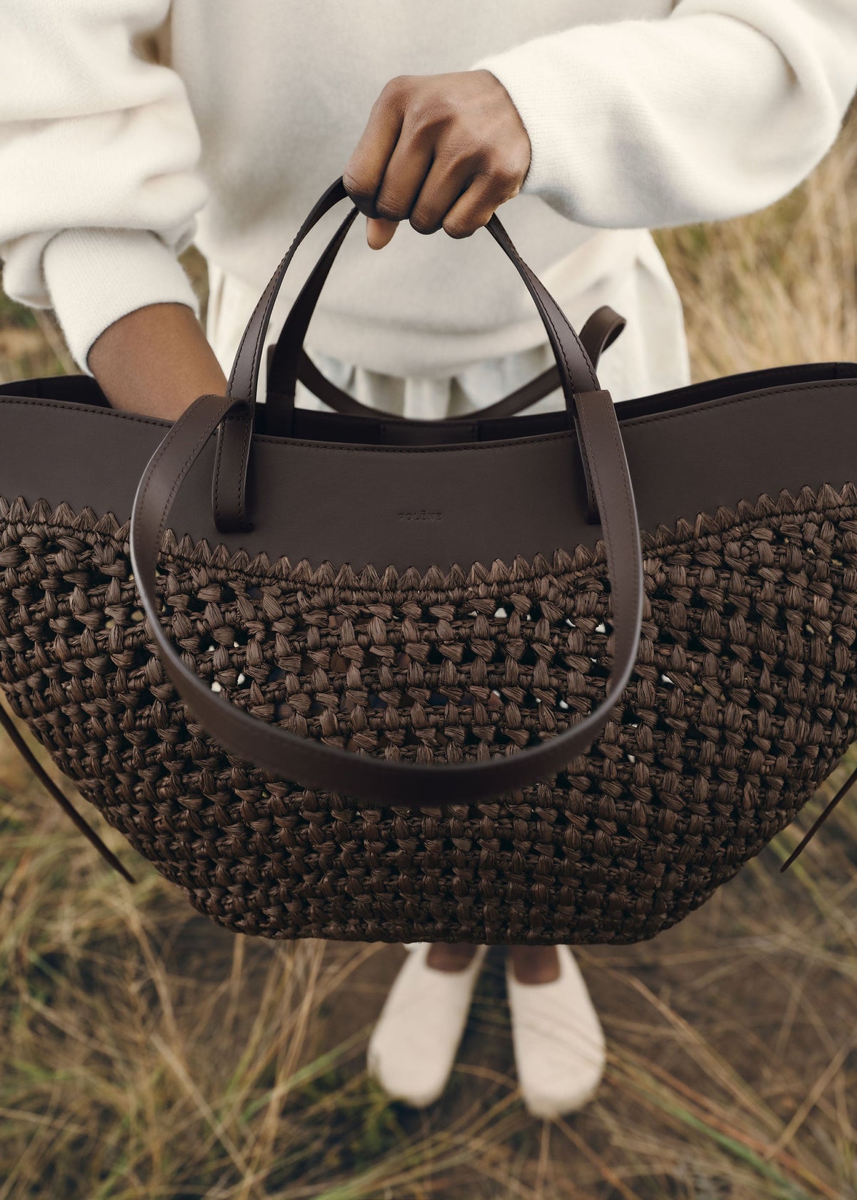 Polene Cyme Edition Raffia Bag - Ebony