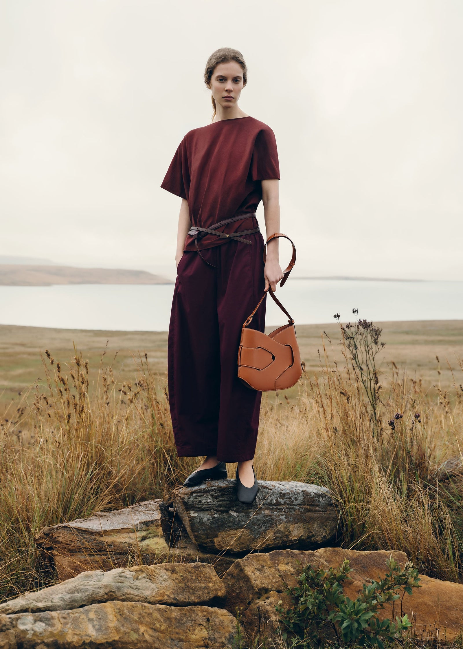 Polene Nodde Hobo Bag - Cognac