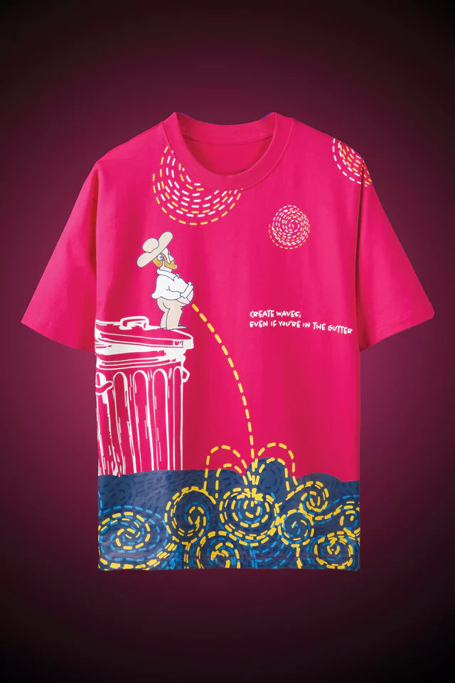 LYVN Oversized T-Shirt Pink - Waveform By Van Gogh