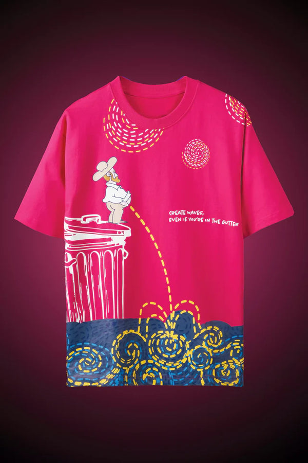 LYVN Oversized T-Shirt Pink - Waveform By Van Gogh - reference