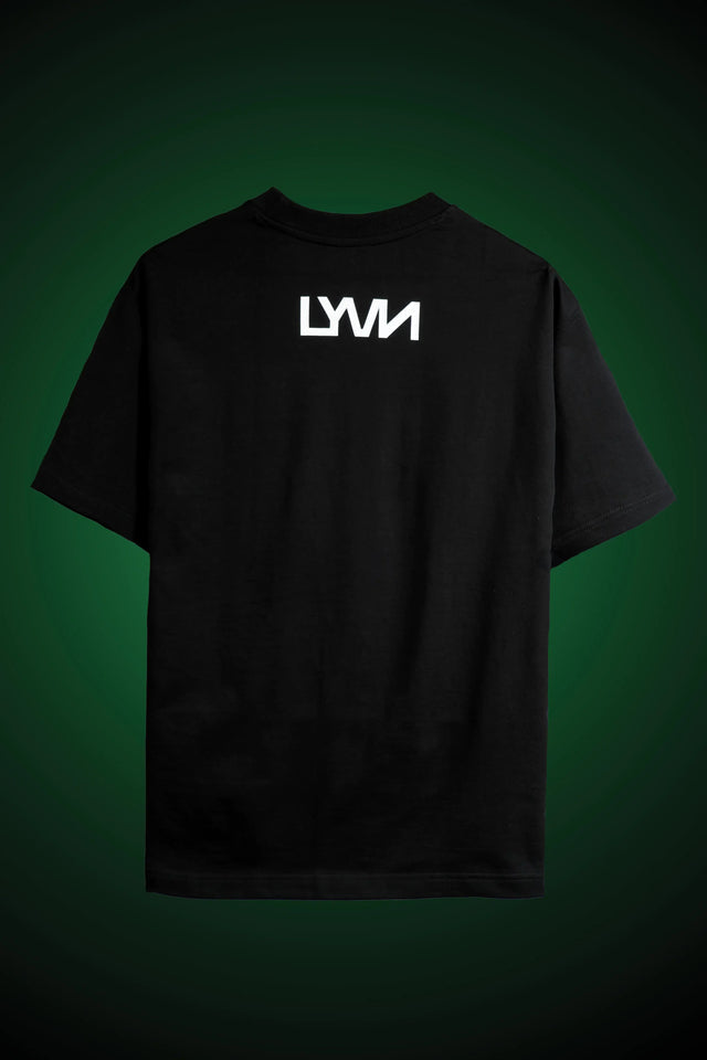 LYVN Oversized T-Shirt Black - Green Abstract Face