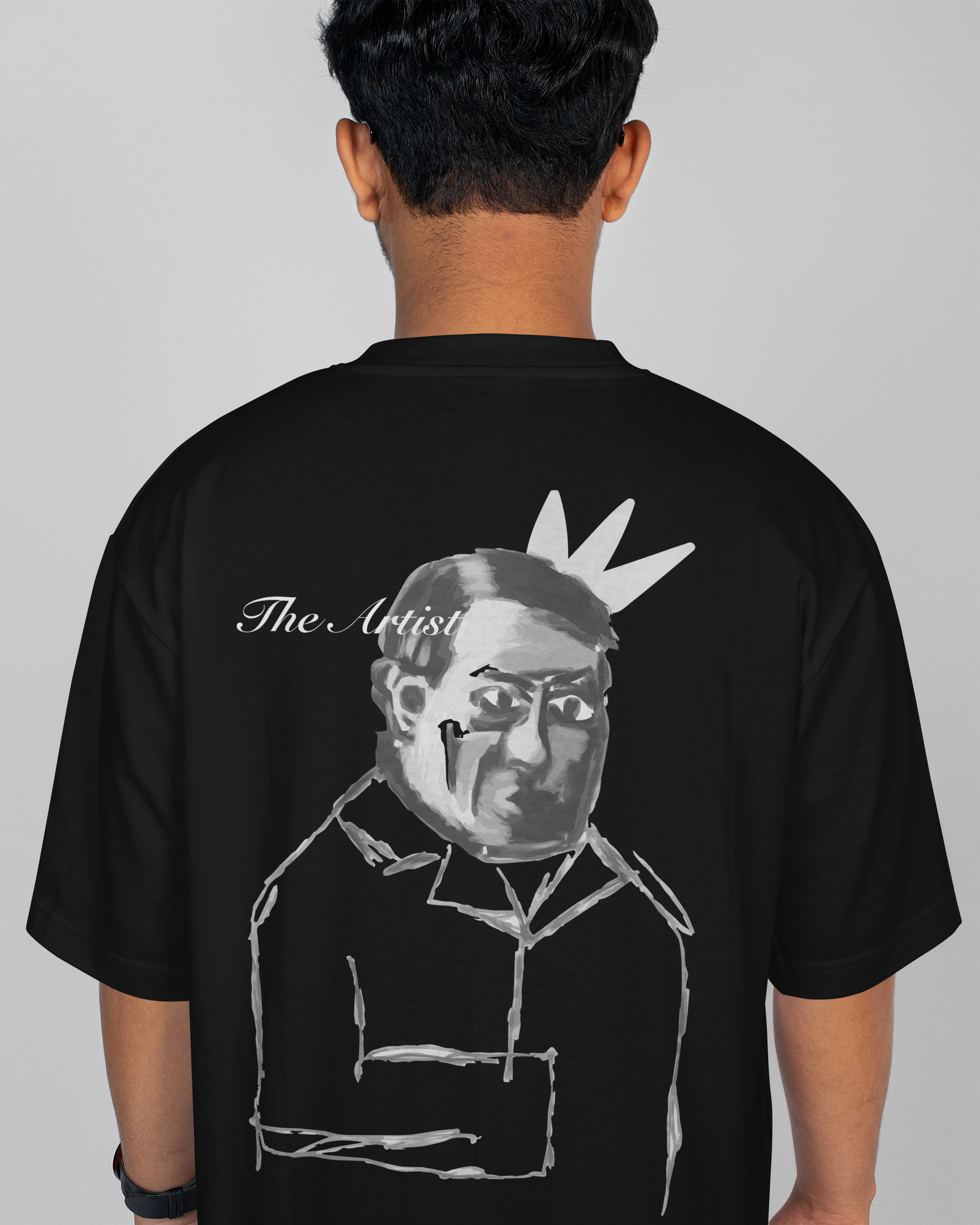 FakeButReal 'Pablo Portrait' Black Oversize T-shirt