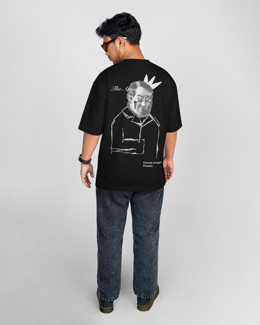FakeButReal 'Pablo Portrait' Black Oversize T-shirt