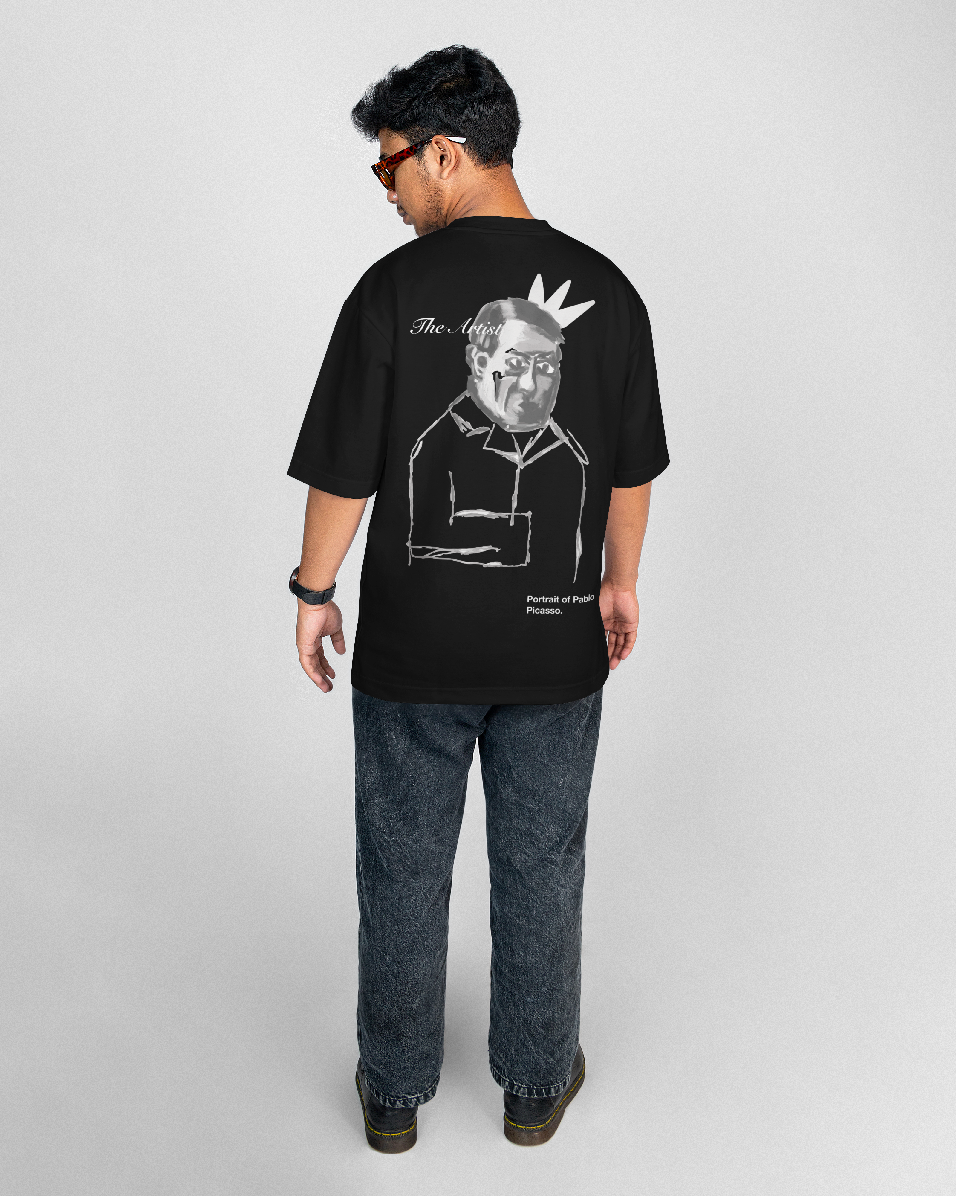 FakeButReal 'Pablo Portrait' Black Oversize T-shirt