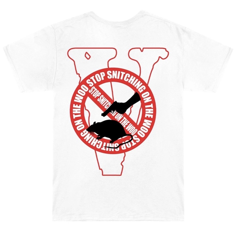Pop Smoke x Vlone Stop Snitching T-Shirt - White (The Vault)