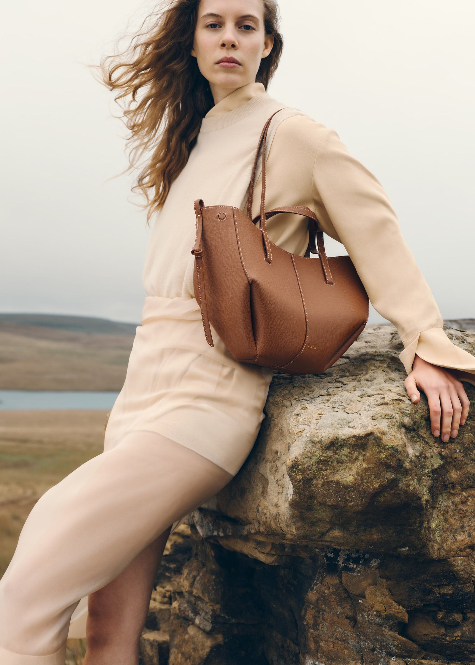 Polene Cyme Mini Edition Textured Bag - Camel