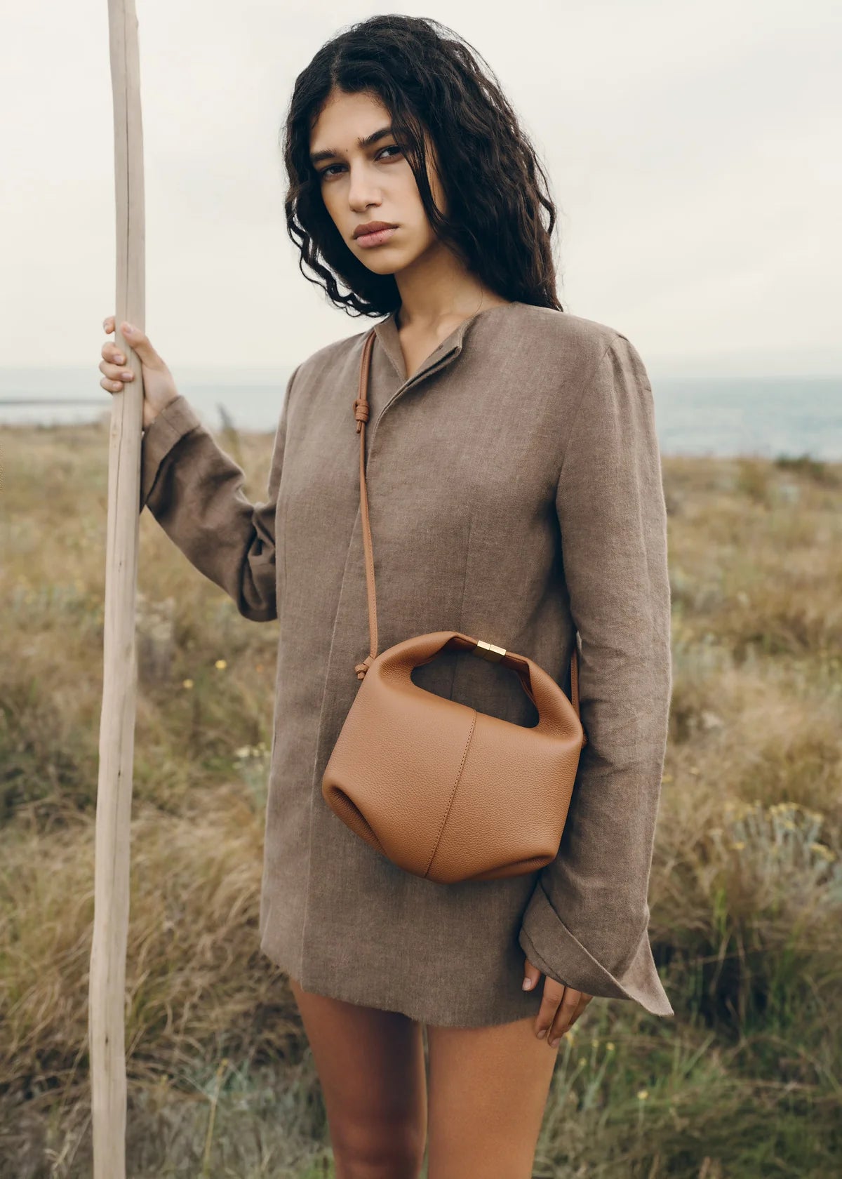 Polene Beri Edition Textured Bag - Camel