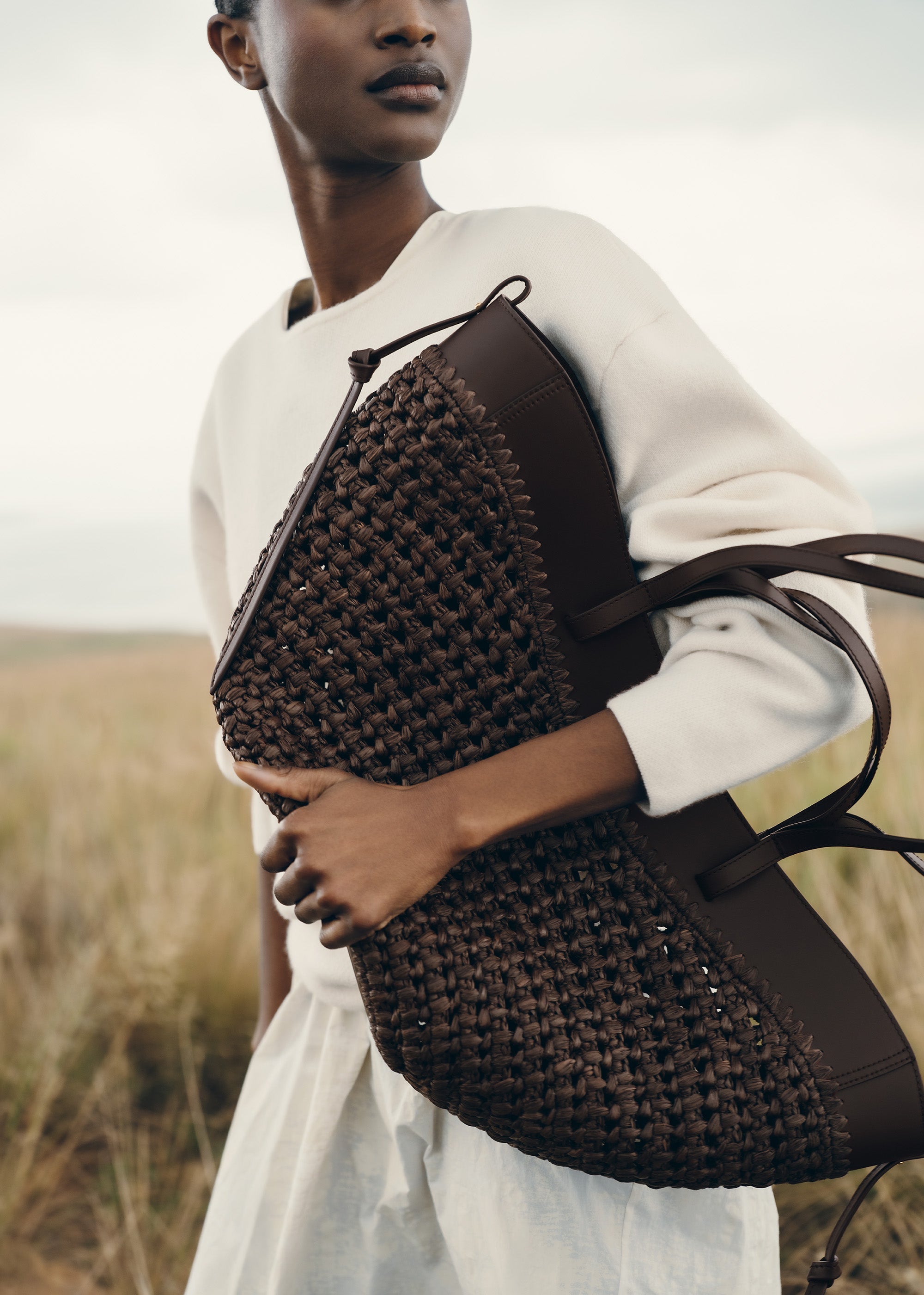 Polene Cyme Edition Raffia Bag - Ebony