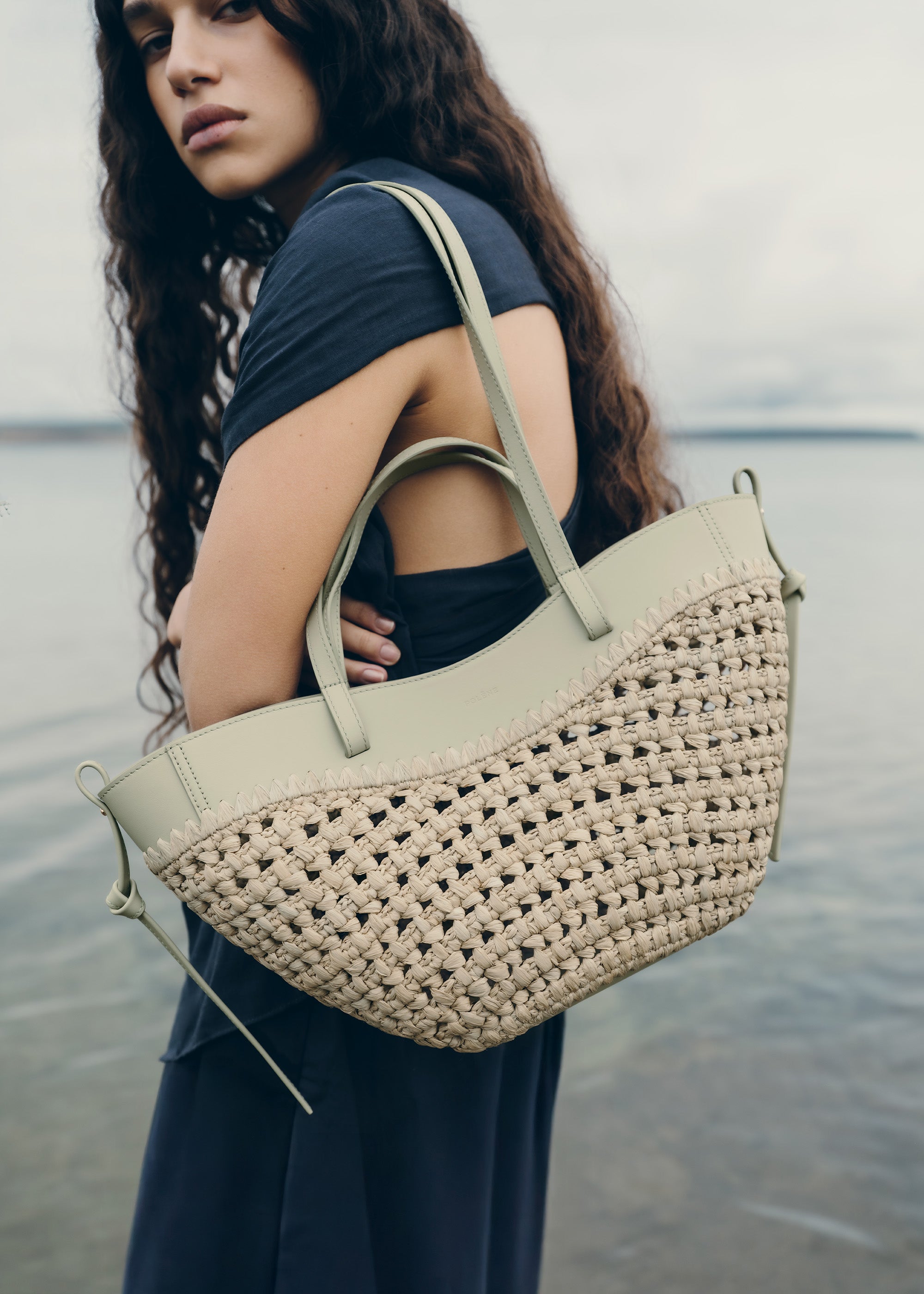 Polene Cyme Mini Edition Raffia Bag - Laurel