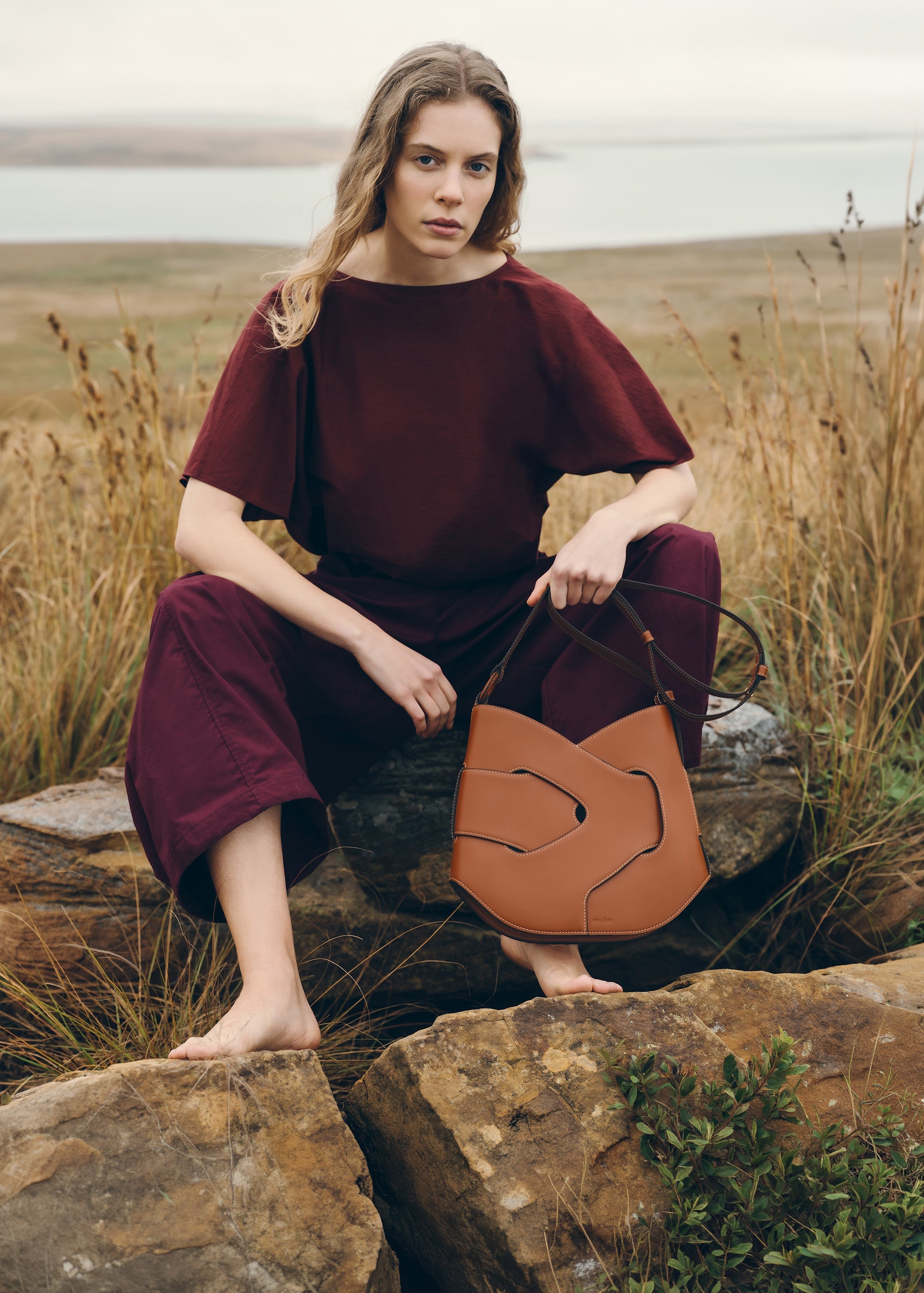 Polene Nodde Hobo Bag - Cognac