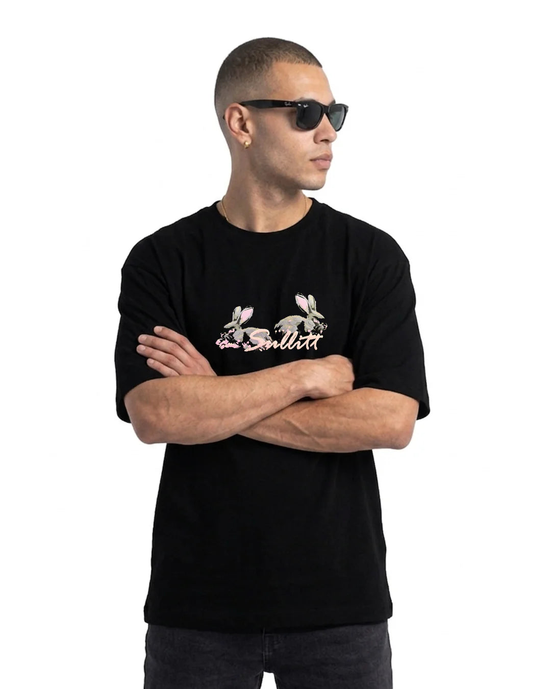 Sullitt Oversized Black T-Shirt - Eclipse Bunny
