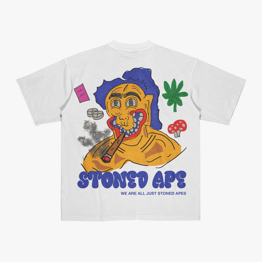 FakeButReal Stoned Ape Oversize White T-Shirt