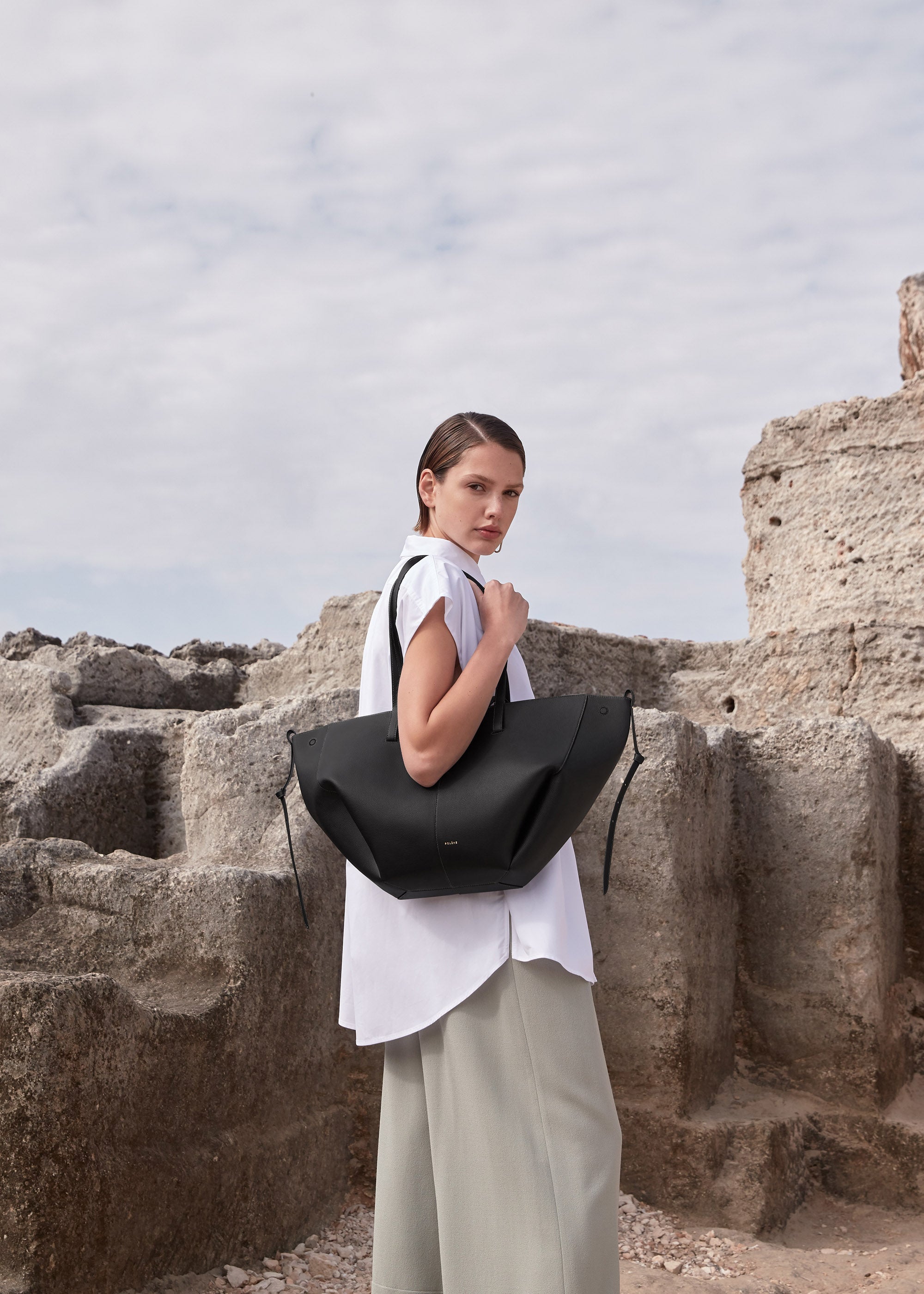 Polene Cyme Edition Textured Bag - Black