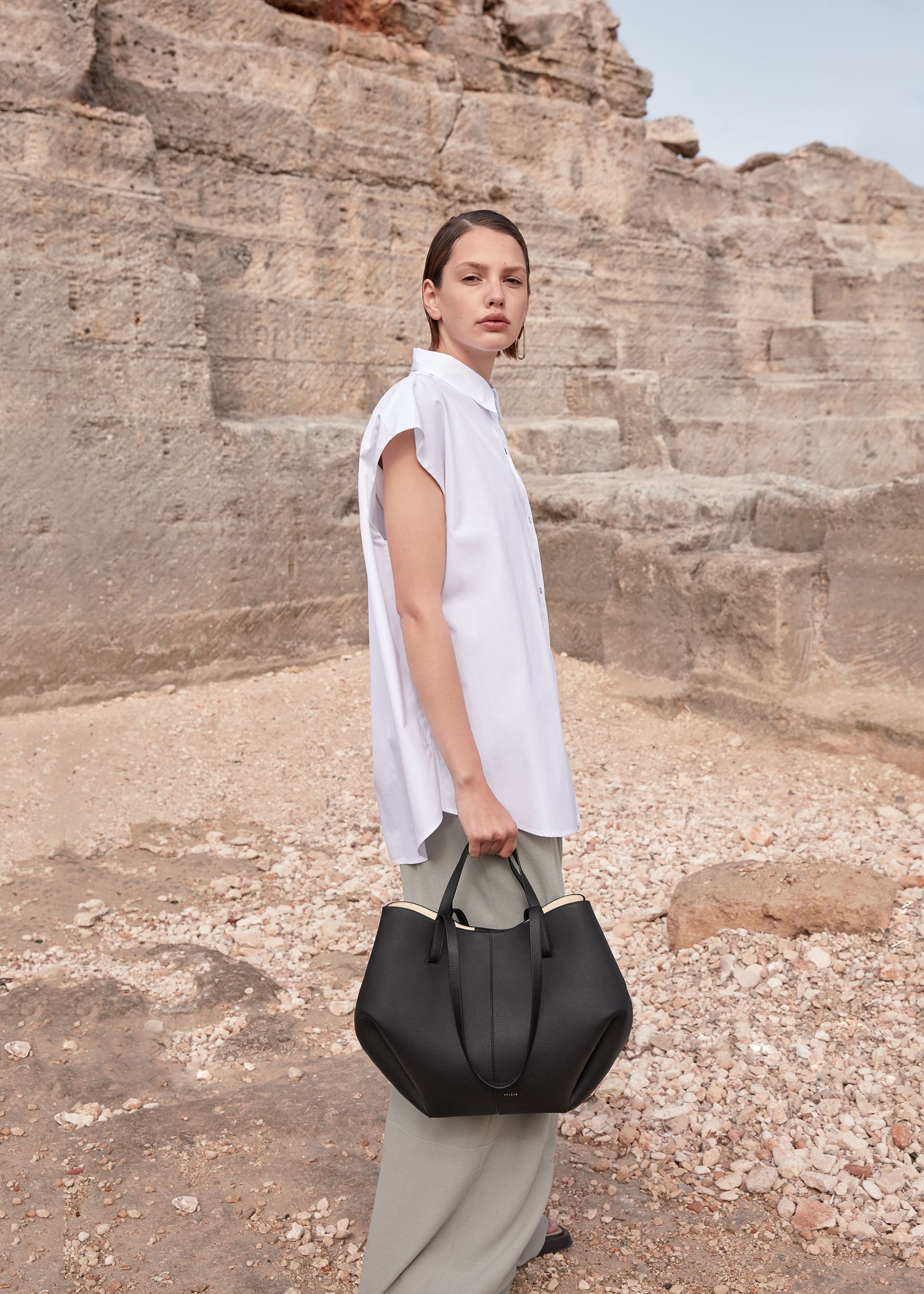Polene Cyme Edition Textured Bag - Black