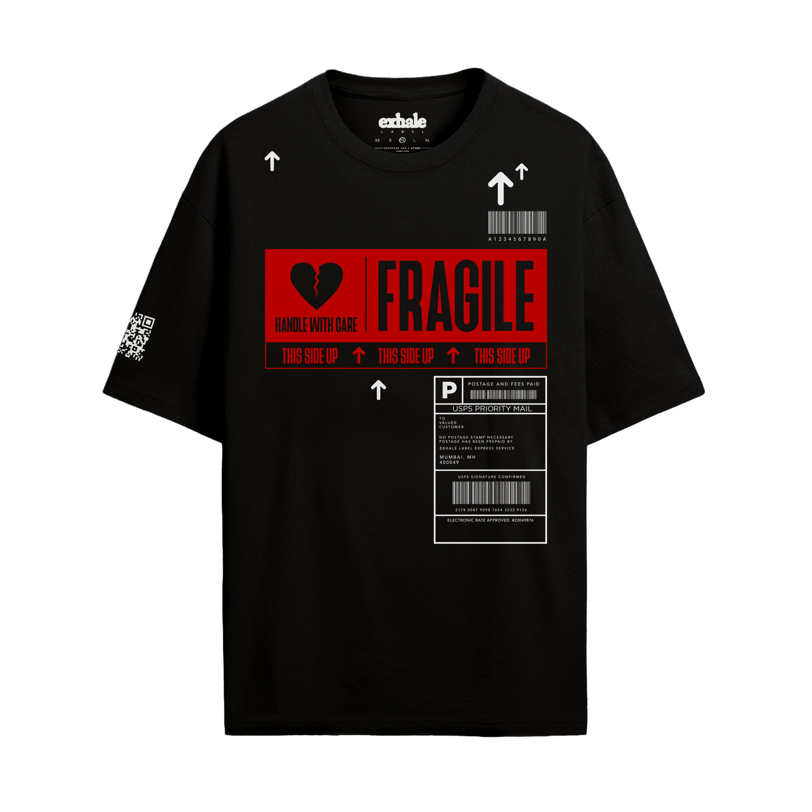 Exhale Label Oversized T-Shirt Black - Fragile