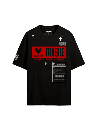 Exhale Label Oversized T-Shirt Black - Fragile