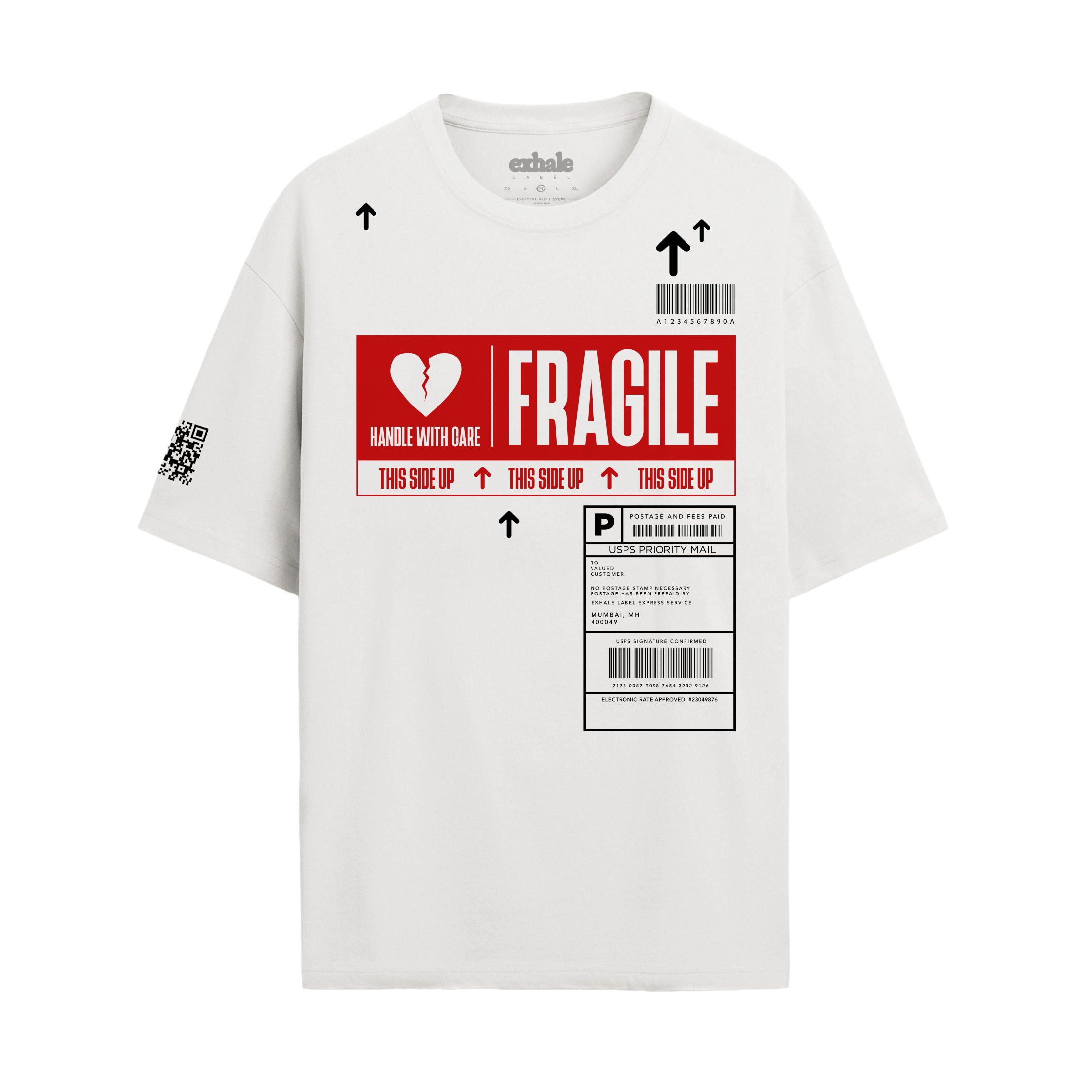 Exhale Label Oversized T-Shirt White - Fragile