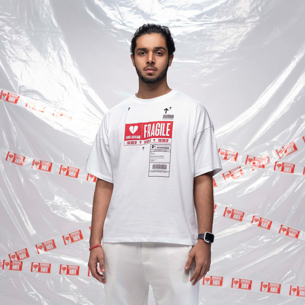 Exhale Label Oversized T-Shirt White - Fragile