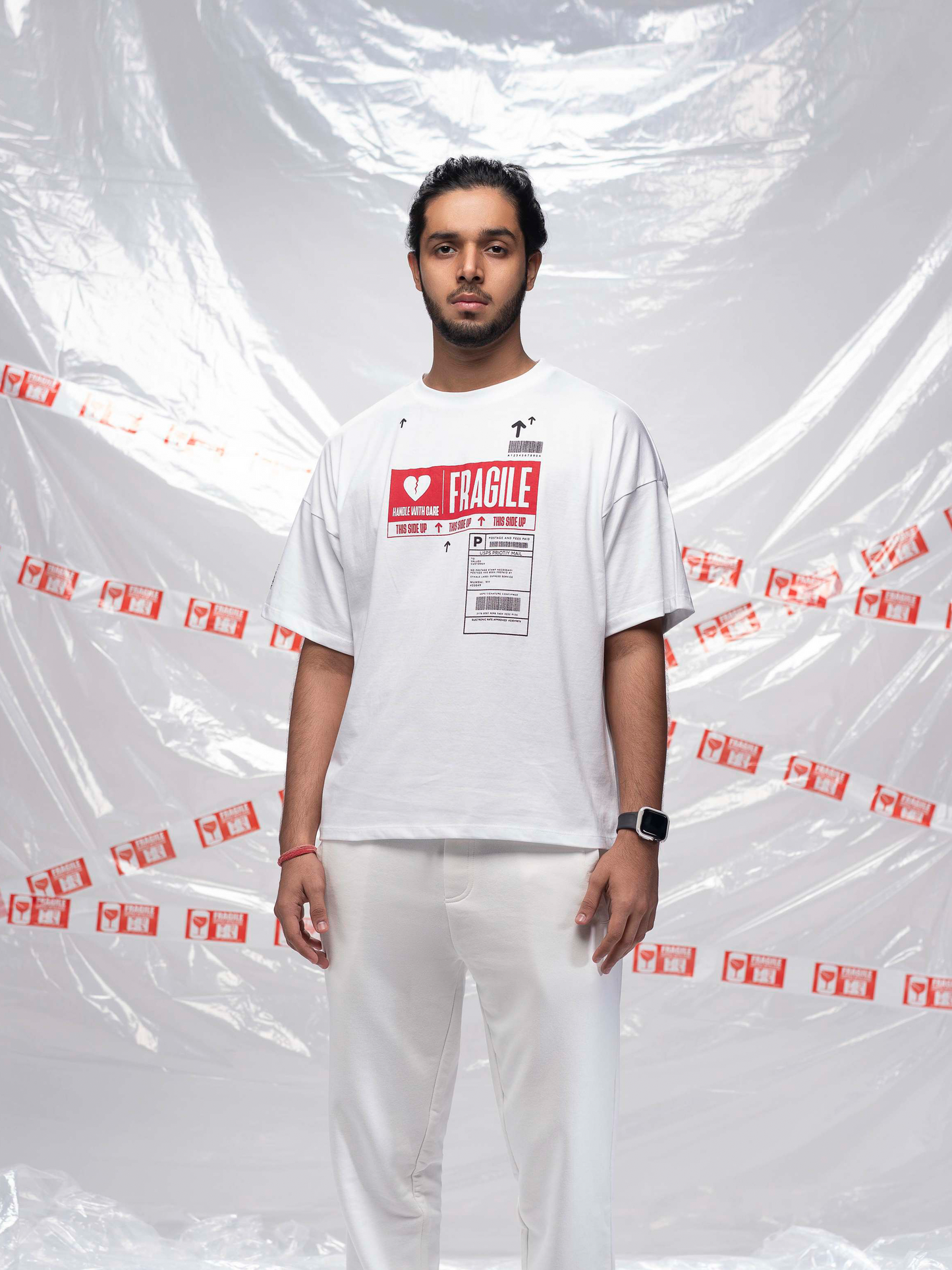Exhale Label Oversized T-Shirt White - Fragile