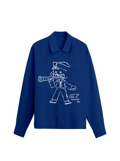 Exhale Label Oversized Shirt Blue - Jaskiran