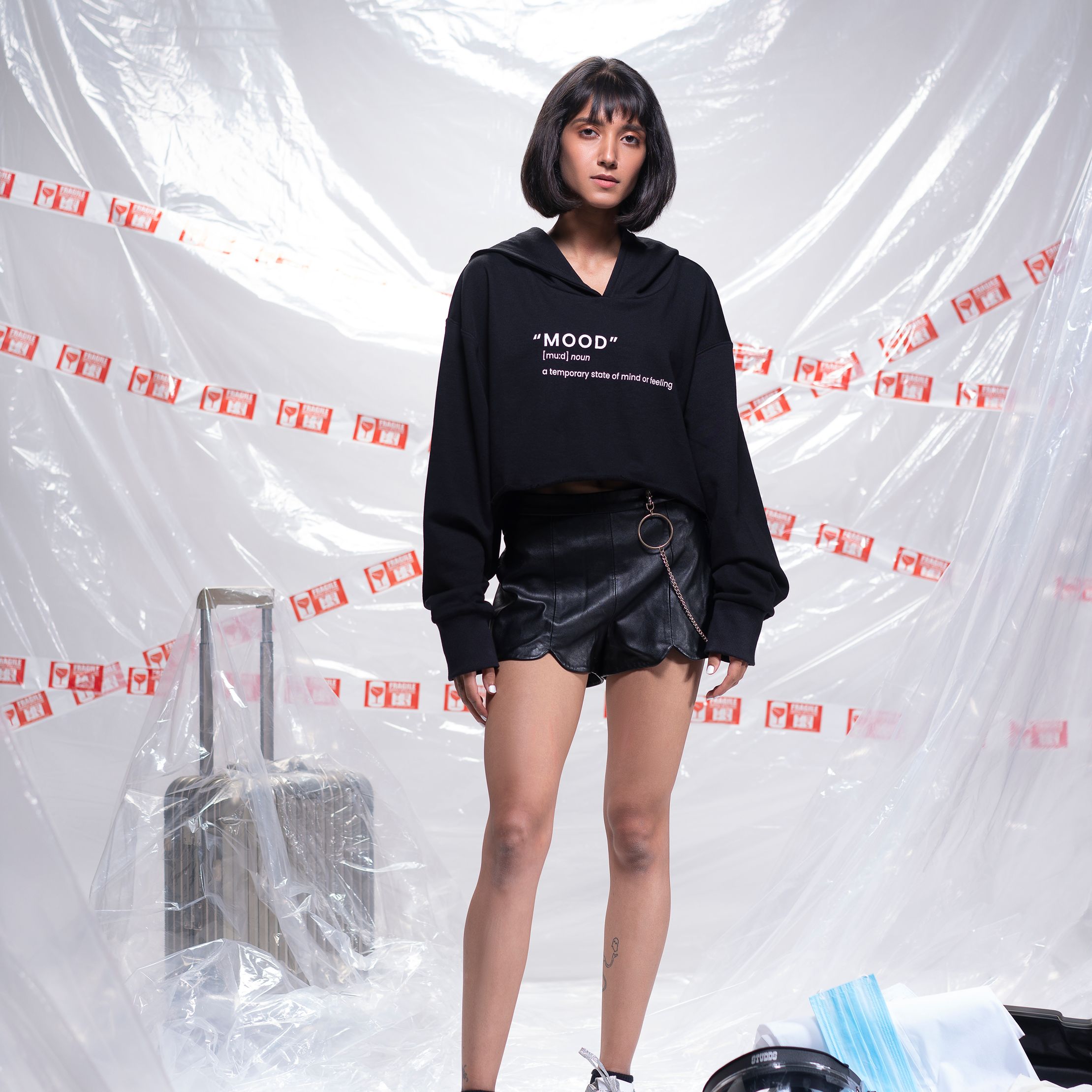 Exhale Label Oversized Hoodie Black - Mood