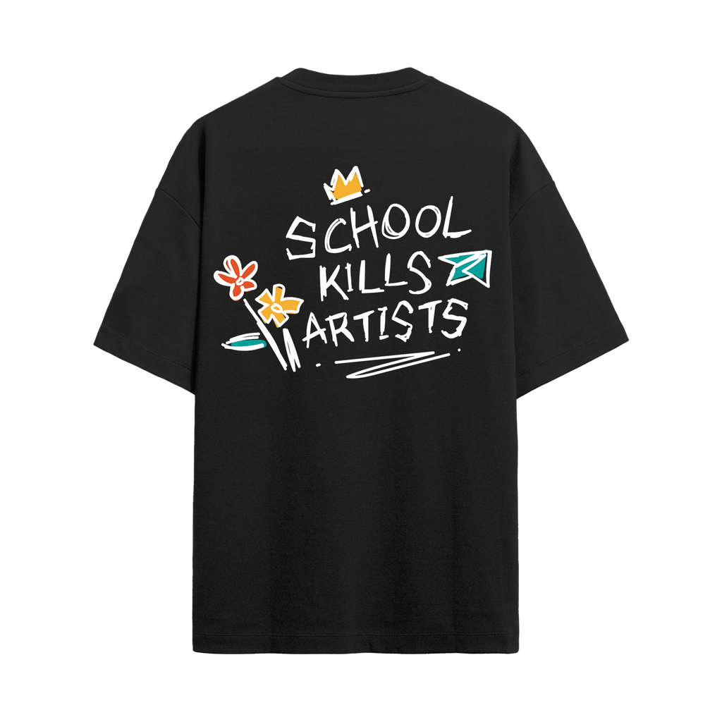 Exhale Label Oversized T-Shirt Black - Sagar