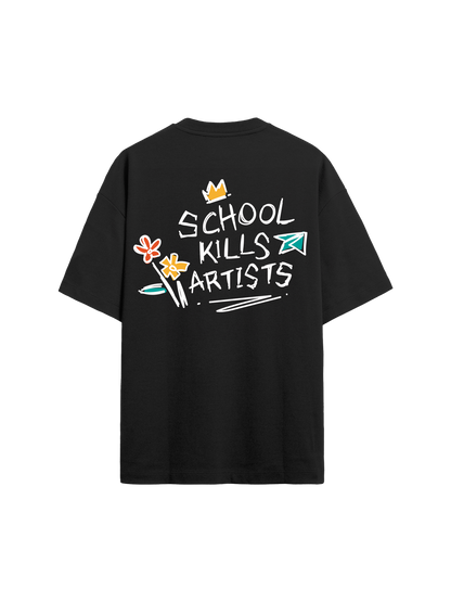 Exhale Label Oversized T-Shirt Black - Sagar