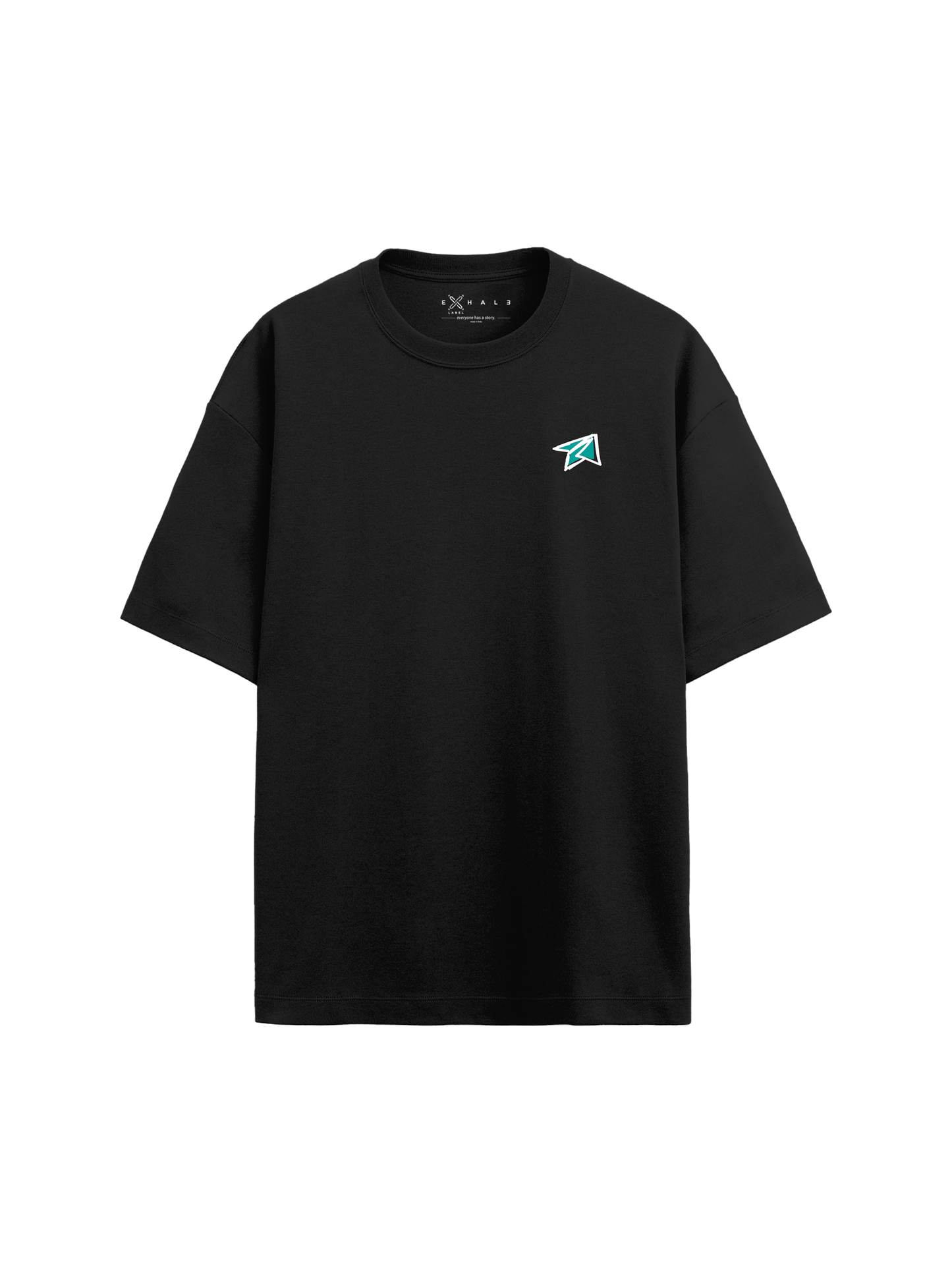 Exhale Label Oversized T-Shirt Black - Sagar