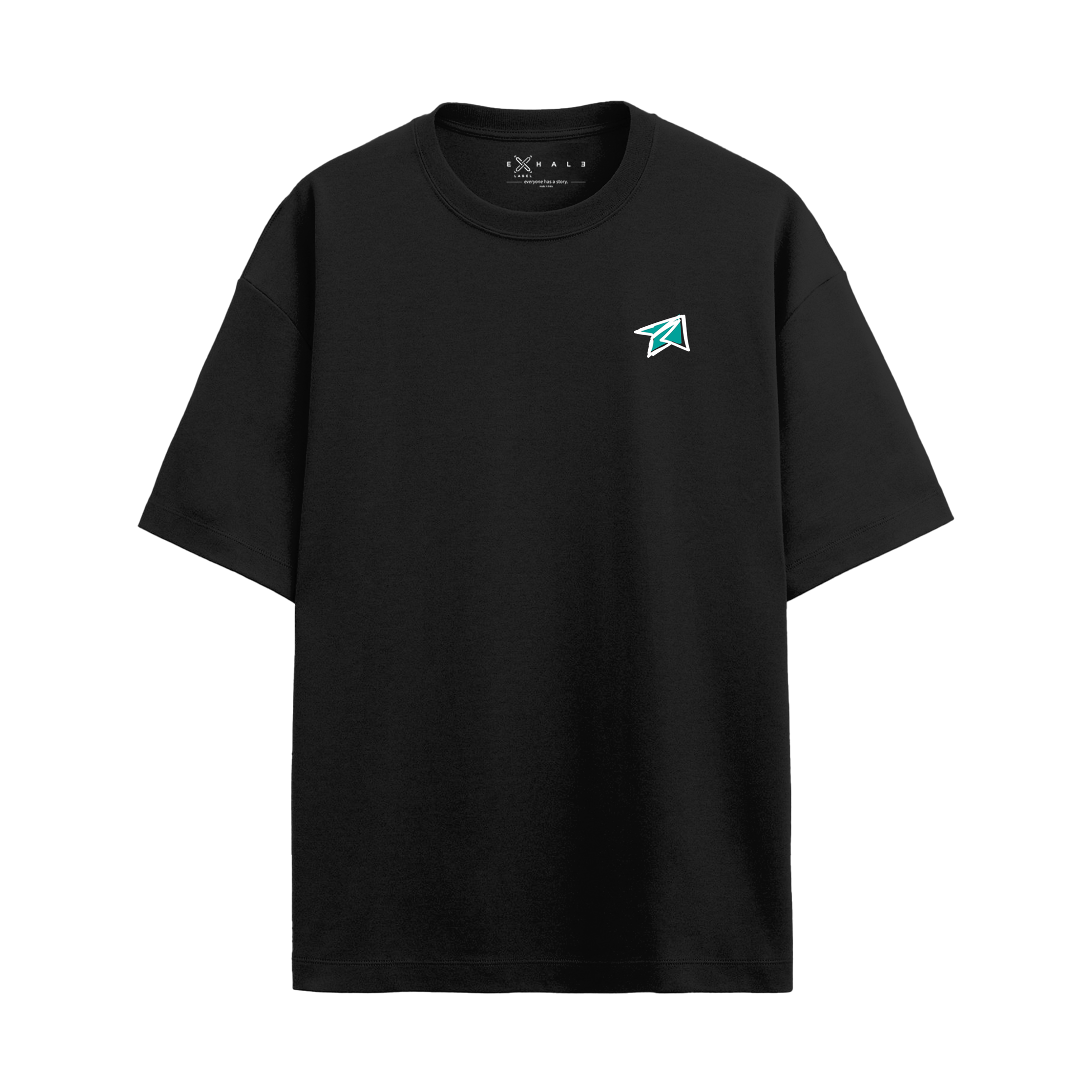 Exhale Label Oversized T-Shirt Black - Sagar