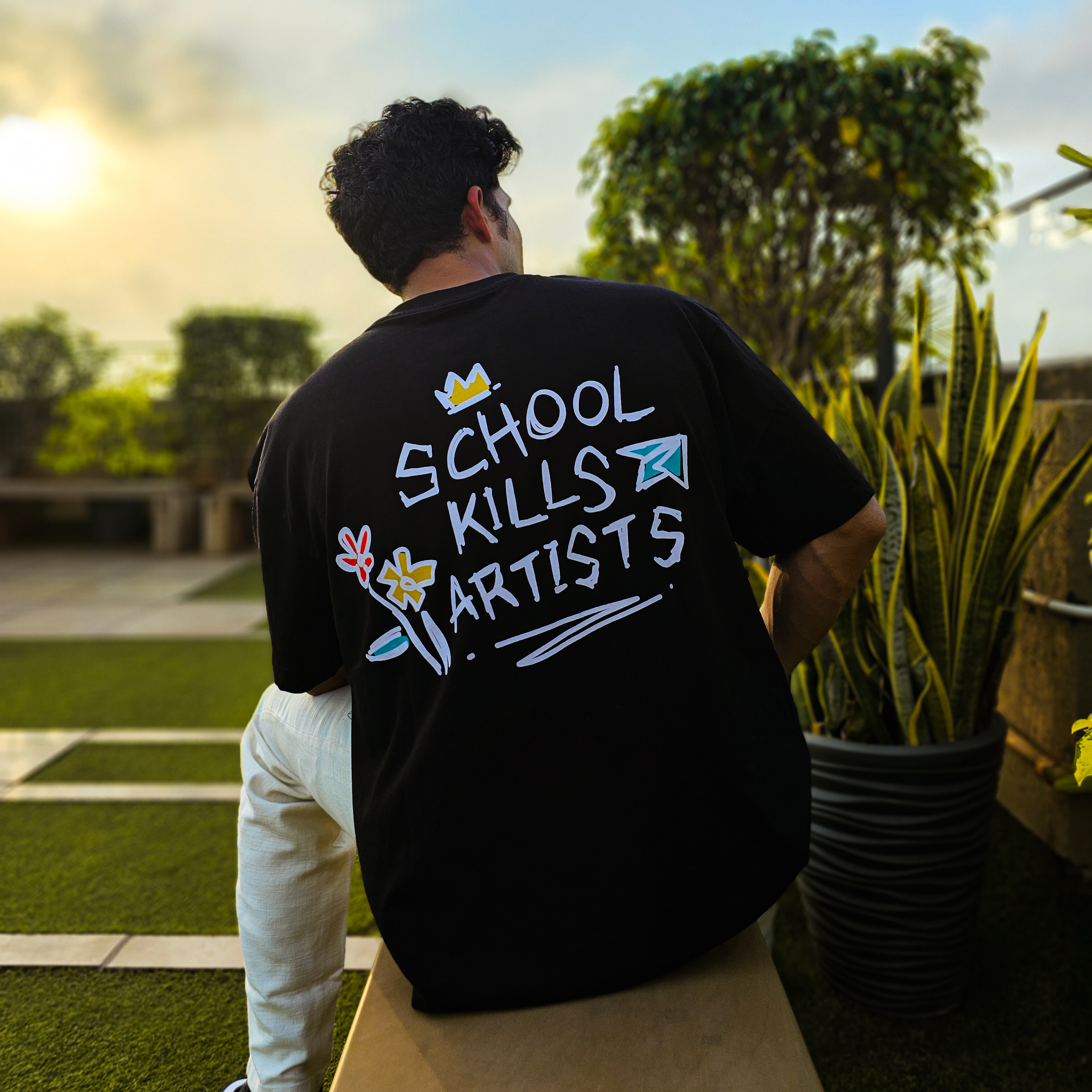 Exhale Label Oversized T-Shirt Black - Sagar