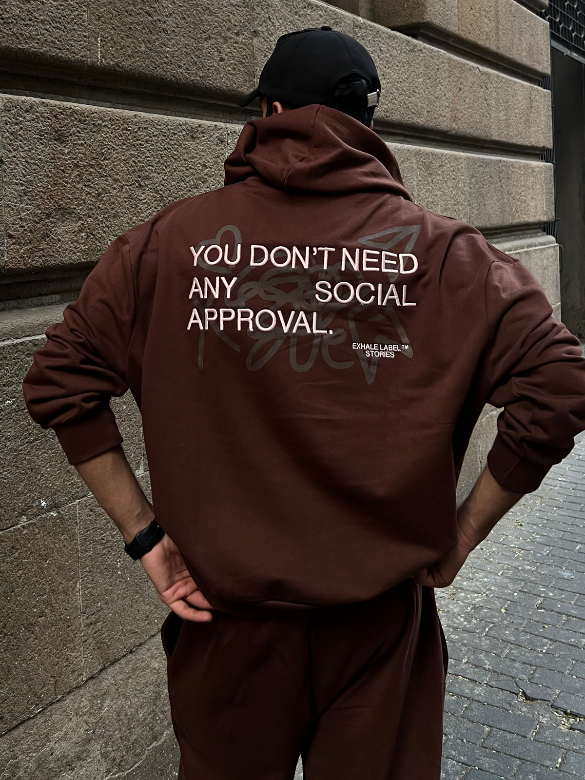 Exhale Label Oversized Hoodie Brown - Social Approval