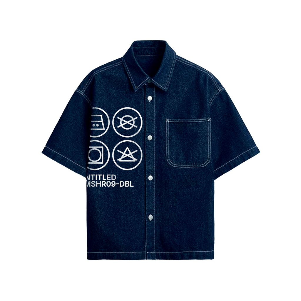 Exhale Label Oversized Shirt Blue - Untitled