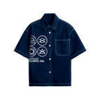 Exhale Label Oversized Shirt Blue - Untitled