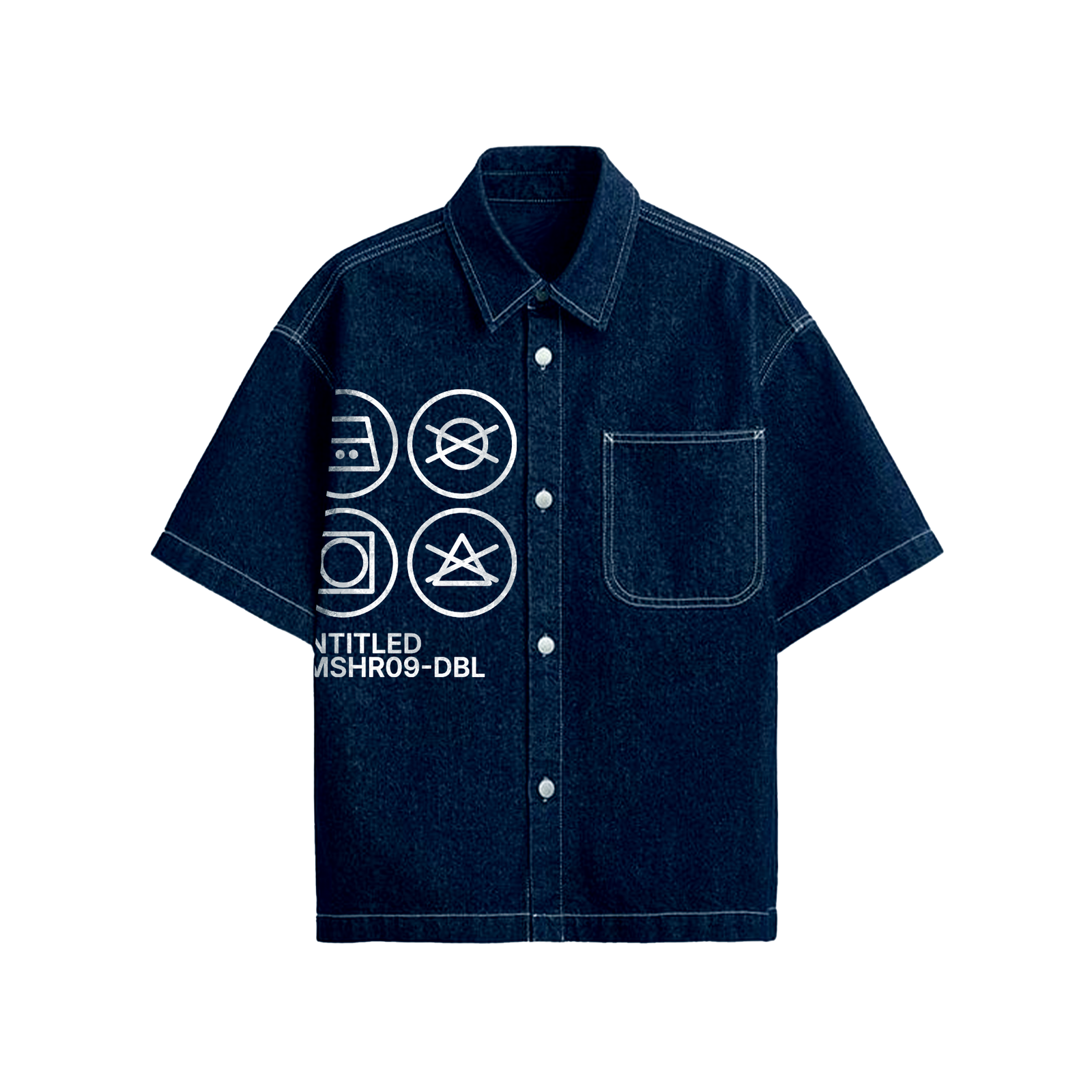 Exhale Label Oversized Shirt Blue - Untitled