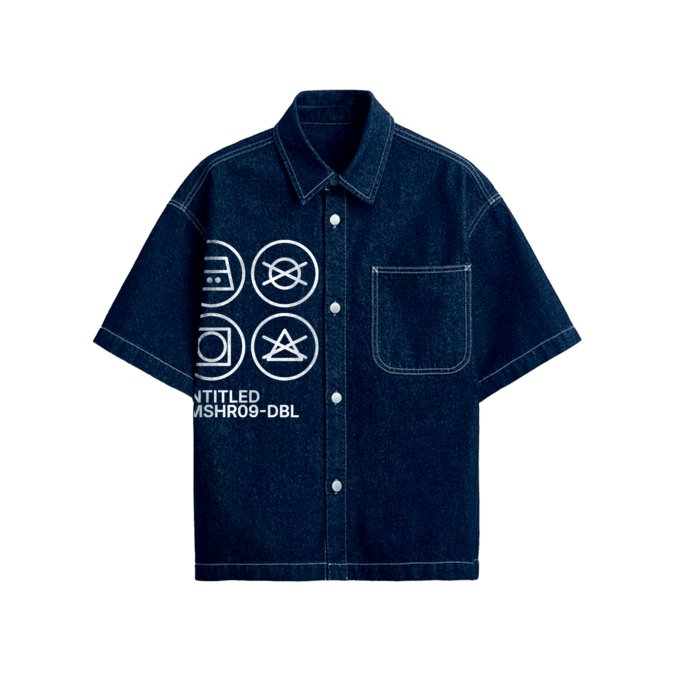 Exhale Label Oversized Shirt Blue - Untitled