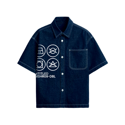 Exhale Label Oversized Shirt Blue - Untitled