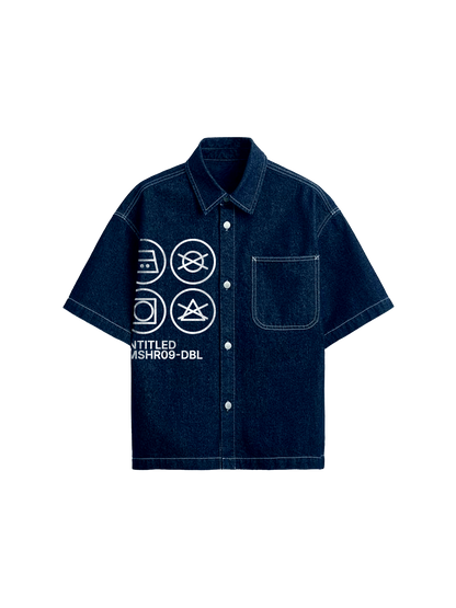 Exhale Label Oversized Shirt Blue - Untitled