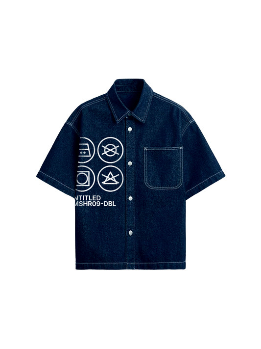 Exhale Label Oversized Shirt Blue - Untitled