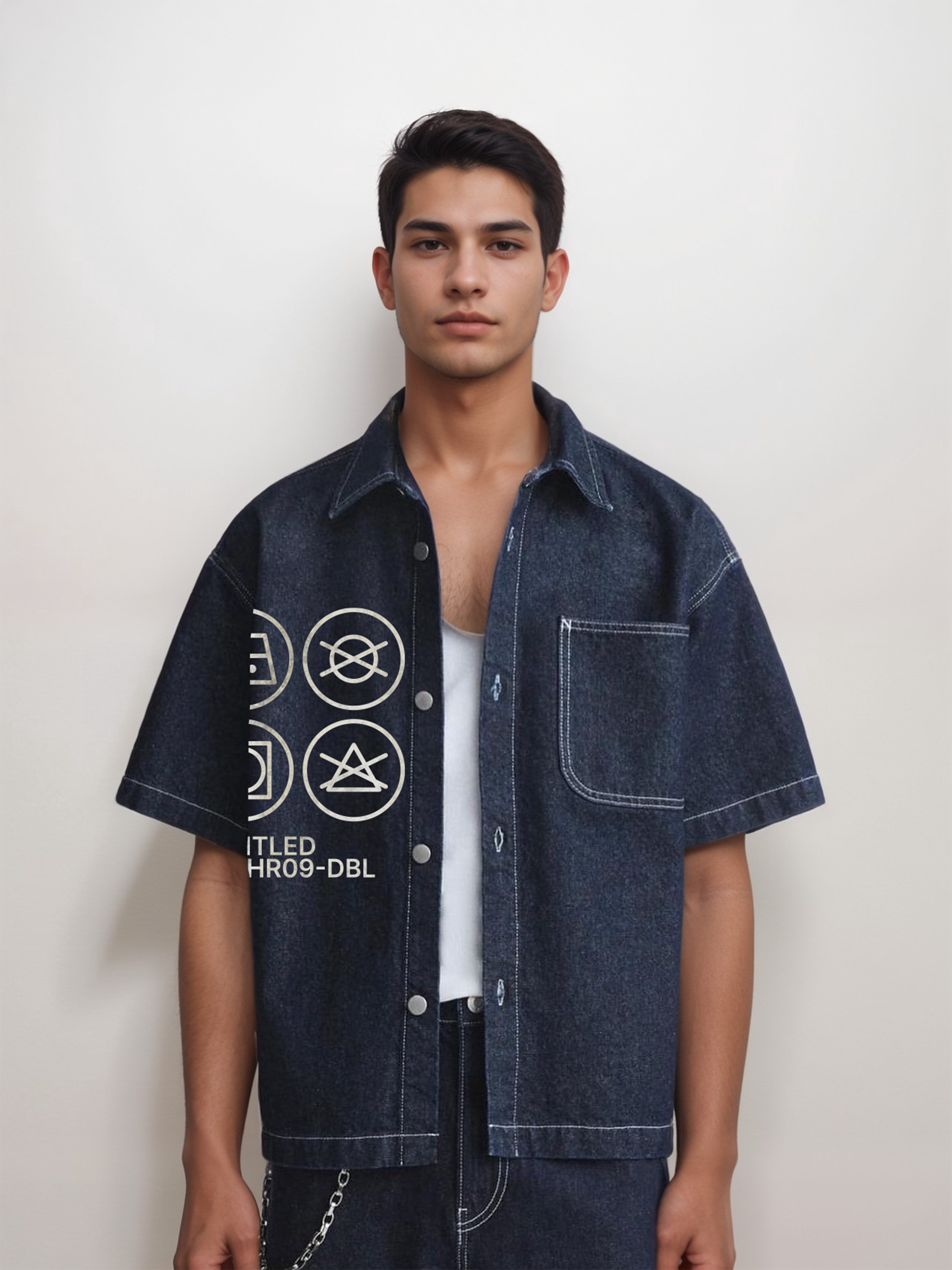 Exhale Label Oversized Shirt Blue - Untitled