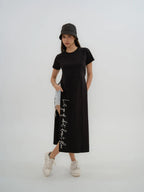 Exhale Label Black Side Slit T-Dress - Antima