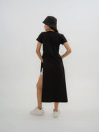 Exhale Label Black Side Slit T-Dress - Antima