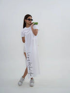 Exhale Label White Side Slit T-Dress - Antima
