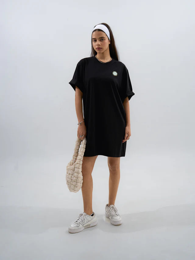 Exhale Label Oversized Black T-Dress - Vibe